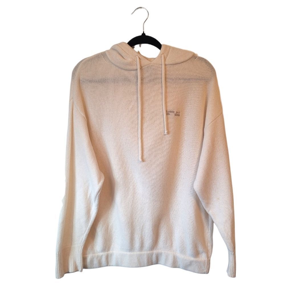 Closed Denim Men's Cream 100% Wool Embroidered Logo Hoodie Size S